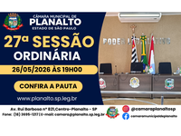 27ª SESSÃO ORDINÁRIA - 26.05.2026 ÀS 20H00.