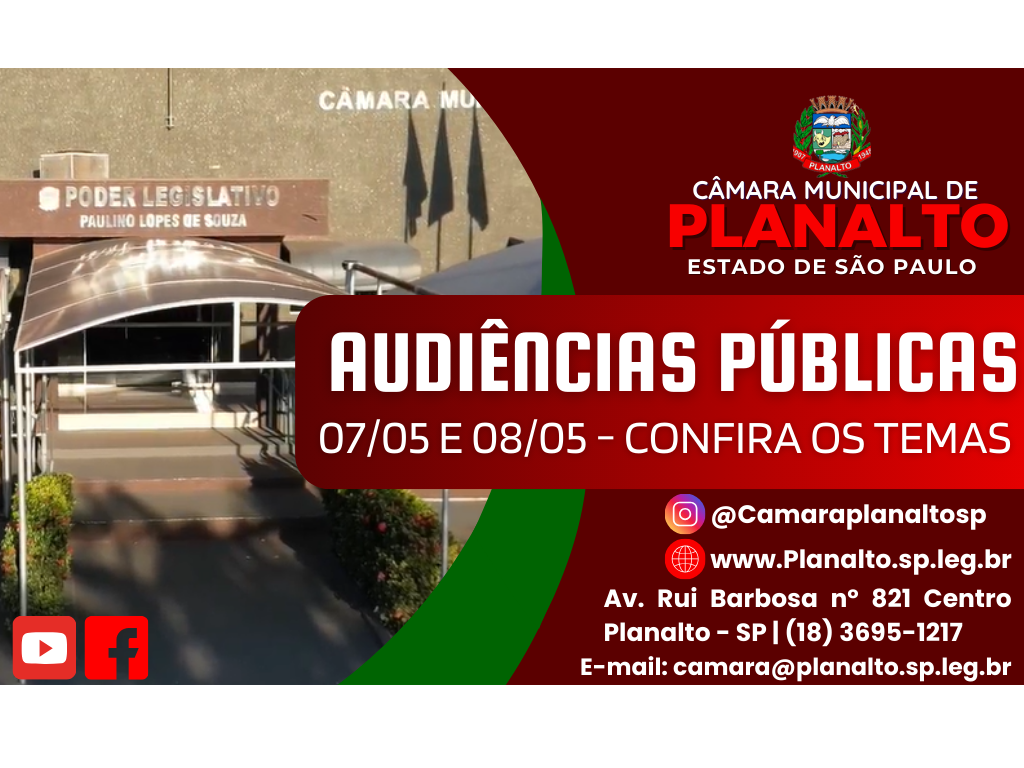 Câmara Municipal de Planalto Convoca População para Audiências Públicas sobre Orçamento e Plano Plurianual.